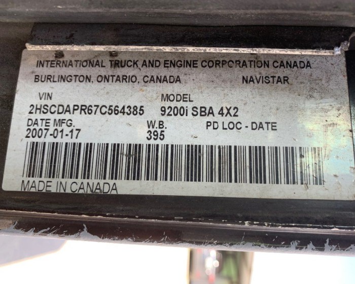 2007 INTERNATIONAL 9200I CABS 