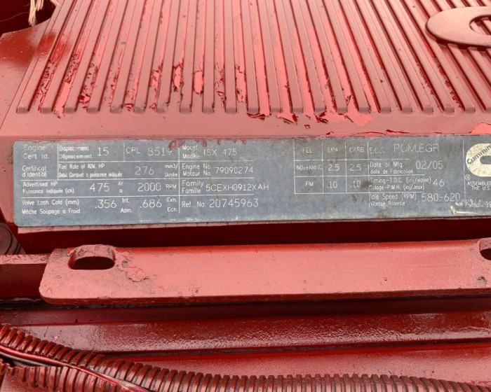 2005 CUMMINS ISX-15 ENGINE 475 HP