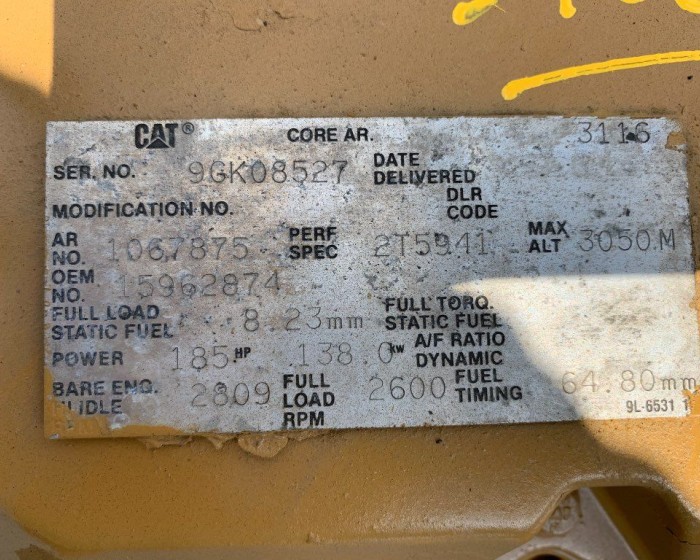 1996 CATERPILLAR 3116 ENGINE 185 HP