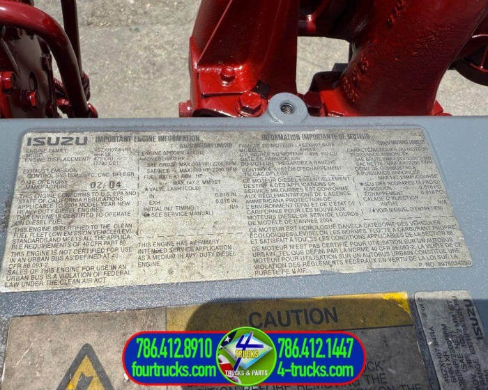 2004 ISUZU 6HK1X ENGINE 300HP