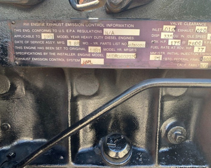 1981 MACK MS-200 ENGINES 175 HP