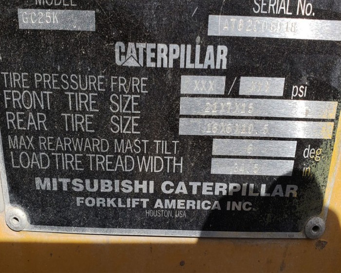 2003 CATERPILLAR FORKLIFT GC25K