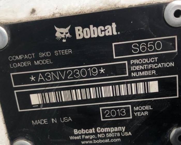 2013 BOBCAT S650 SKID STEER