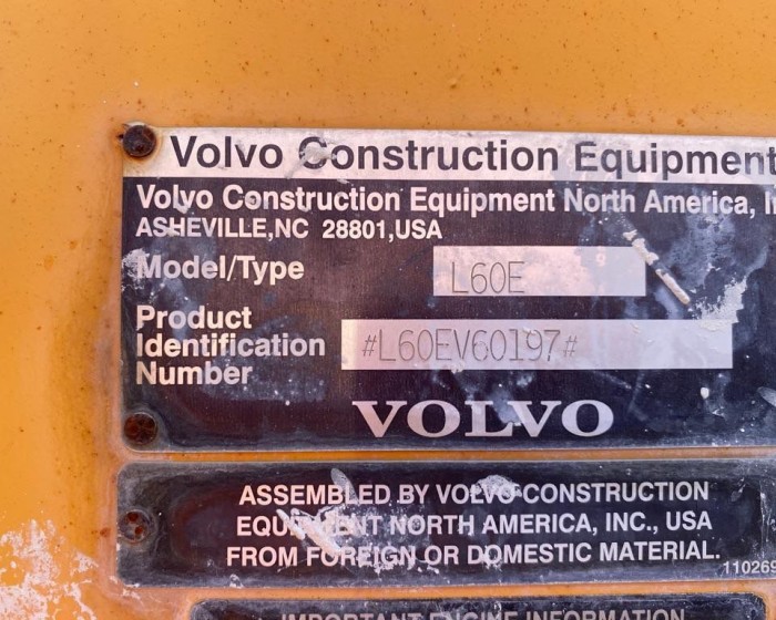 2006 VOLVO L60E WHEEL LOADER
