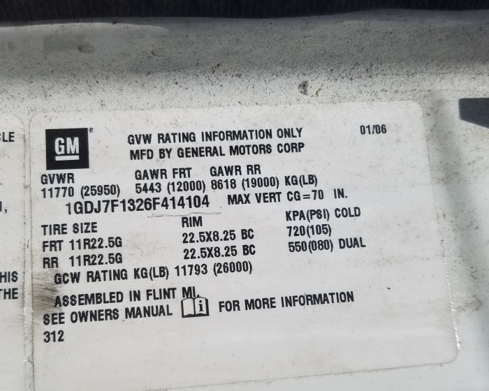 2006 ISUZU FVR BOX TRUCK
